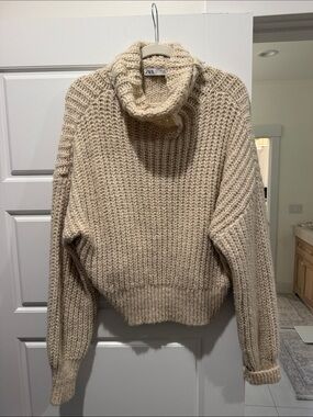 Zara Beige Chunky Turtleneck Sweater